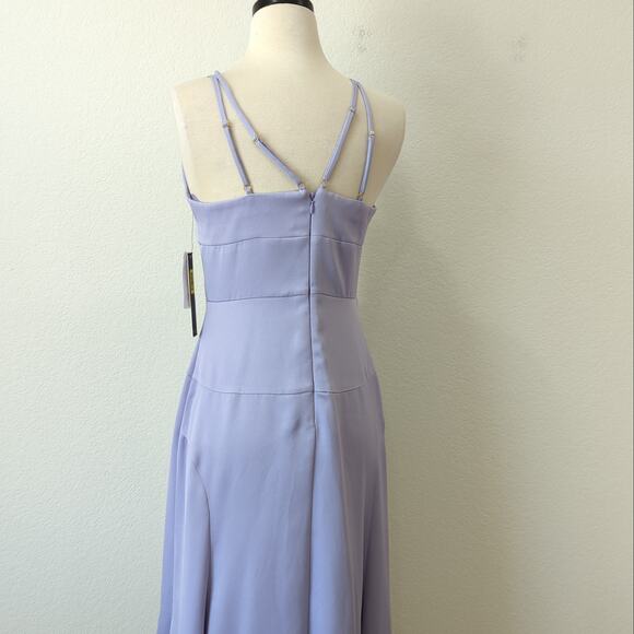 Nicole Miller Dress 4 Purple Lavender Strap Cage V-Neck Formal Maxi Floor Length - Picture 10 of 14